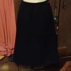 VINTAGE HERMES NAVY WOOL WRAP SKIRT 44 / 12